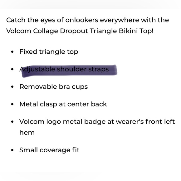 đź‘™VOLCOM Collage Dropout Triangle Top Onlyđź‘™~xl - Picture 15 of 16